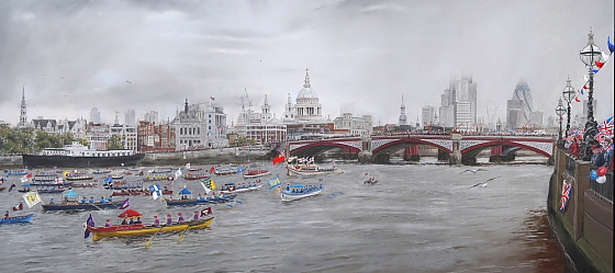 Thames Pageant - Royal Flotilla Enters the City of London
